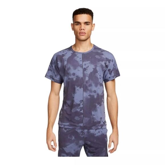 Nike Dri-FIT Allover Print Short-Sleeve Yoga Top Gridiron - Picture 1 of 8